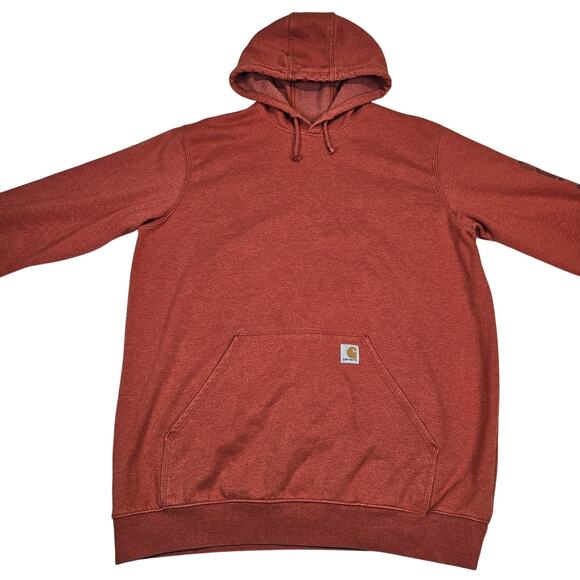 Carhartt Men Loose Fit Midweight Logo Sleeve Graphic Hoodie XL Tall Workwear Red - Picture 8 of 15